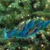 Christmas Decorations 12in Peacock Drop Ornaments Glittered Bird Clip-on Pendant Year 2022