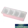 Peppar 4 Grid Avtagbar med Spoon Seasonment Box Set Pots Hem Kök Restaurang Förvaringsbehållare Transparent LID1