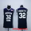 Heren NCAA Brigham Young Cougars 32 Jimmer Fredette Shanghai Sharks Jerseys College Movie Basketball Jersey Wit Blauw Maat S-XXL