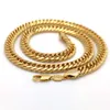 Super Cool Chain Fashion 24k Geel Massief Fijn Goud Dubbele Curb Cubaanse Link Ketting Heren 600MM 10MM216u