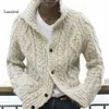 Cardigan à simple boutonnage pour hommes, pull à manches longues, décontracté, à revers, ample, automne hiver