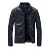 Printemps hommes vestes en cuir col montant moto Pu décontracté coupe ajustée manteau Outwear