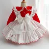 Spanish Dress for Children Girls Spain Lotia Red Dresses Baby Birthday Party Clothes Vintage Alice Evening Ball Gowns 210615