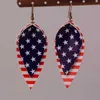 Rainbery Boucles d'oreilles en forme de larme en similicuir avec drapeau américain