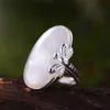 Vintage Dragonfly Prawdziwe Silver 925 Ring Natural Shell Creative Handmade Designer Fine Jewelry