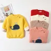 Infant Cartoon Whale Design Pullover Kleinkind Oansatz Samt Pullover Warme kinder Pullover Baby Jungen Mädchen Kind Winter Kleidung Y1024