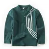 Halilo Garçons Chemises À Manches Longues Rayé Printemps Automne Boutique Enfants Vêtements Blanc Vert Tops Tees École Toddler Boy 210713