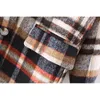 Vintage femmes laine Plaid Blazers mode dames Streetwear col cranté veste élégante femme Chic poche vestes 210430