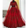 Saare design Kolkata Red Inde Robe de mariée Deux pièces manches courtes Scoop appliques Dentelle Sequins Bridal Parti Robeshs Shyamalbh