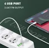 LDNIO chargers US plug power switch 4 sockets USB Electrical Socket plug-in board 2M line cable surge protector SC4408