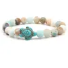 Zeeschildpad turquoise natuursteen kraal elastische verstelbare natuursteen armband voor mannen vrouwen unisex