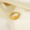 Frech Gold Plated All Body Titanium Steel Croissant Ring All Mathing Vintage Strip Chunky Ring