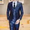 Mens Shiny Gold Coated Metallic Suits Sets Men Slim Fit Night Club 3 Piece Suit ( Jacket+Vest+Pants) Perform Stage Costumes X0909