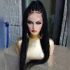 Perruque Long Braided Box Synthetic Lace Front Wigs Black/Browncolor Micro Braids Wig with Baby Hait