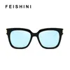 Óculos de sol Feishini Black Marca Designer Homens Quadrado Square Oversized Brown Lente Moda Espelho Sunglass Mulheres Vintage Eyewear 2021