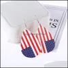 Żyrandol biżuteria ręcznie łezki skórzane flaga amerykańska flaga softball baseball koszykówka Sweter sportowy Dangle Kolczyki dla kobiet GJ