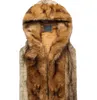 Winter Mens Luxury Fur Vest Varma Ärmlös Jackor Plus Storlek Hooded Coats Fluffy Faux Fur Jacket Chalecos de Hombre