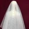 Short Two Layers Wedding Veils with Comb Pearls Beaded with Blusher Vintage Bridal Hair Accessories X0726