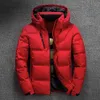 23SS heren winter winter warme mannen jas jas jas casual herfst kraag puffer dikke hoed witte eend parka mannelijke jassen met kap siz