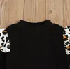 Toddler Baby Girl Clothes Sets Leopard Skriv ut Axte Crop Tops Långbyxor 2st Outfits Bomullskläder