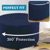 Stretch Foothrest Ottoman täcker tvättbart lock Spandex Round Pall Slipcover FootStool Protector för vardagsrum 211207