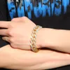 Mens Hip Hop Bracelet Jóias Iced Chain Gold Silver Miami Correzas de Link Cuba Bracelets 18mm303s