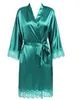 Plus Storlek Lace Patchwork Bride Bridesmaids Robe Sexig Underkläder Kvinnor Silk Bröllopsfest Kimono Robes Nightgown Sleepwear Bathrob