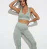 Yoga fit sportswear stili donna Completi tute da donna Set attivo Tuta con scollo a V Reggiseno Leggings Fitness Palestra Insegnare a indossare abiti firmati tuta allenamento all'aperto