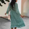 Chiffon Ruffles Beach Boho Vestido Vintage para Mulheres Verão V-Neck Sexy Impresso Midi Party Dress Mulheres Vestidos Vestido 210514