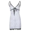 HEYounGIRL Weißes, mit Schlangenmuster bedrucktes, sexy Minikleid für Damen, vorne gebunden, V-Ausschnitt, ärmellos, figurbetontes Kleid, Spitze, rückenfreies Trägerkleid X0521