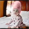 Mützen Hüte Accessoires Baby Kinder Mutterschaft Drop Lieferung 2021 Unisex Säugling Gestrickte Ball Beanie Cap Kind Häkeln Winter Warme Strickmütze 1G6Jt