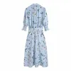 Doce Mulheres V Neck Arco Vestido de Laço 2021 Primavera-Outono Moda Senhoras Estilo Colégio Bonito Camisa Pintada Vestidos Casuais