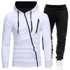 Winter Herren Trainingsanzug 2 Stück Set Hoodies + Hosen Sportanzüge für Männer Sweatshirt Reißverschluss Hoodies Herrenbekleidung Sets Sportswear 210728