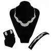 Earrings & Necklace Luxury Women Bridal Jewelry Sets Setting White Cz 4pcs ( + Bracelet Ring) Free Drop