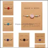 Charm Bracelets Jewelry Make Wish Paper Card Hand-Woven Lucky Red String Bracelet Femme Mticolor Natural Stones For Women Friendship Drop De