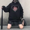 Winter japanische dunkle Anime Sweatshirt lose lässig Vintage Hip-Hop Cartoon Harajuku Frauen Kleidung Punk Gothic mit Kapuze 210608