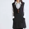 Pull femme printemps automne coréen col en v tricot long en forme de poche gilet pull sans manches 211103