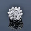 Sinleery Luksusowe Kryształowe Kwiat Pierścienie Dla Kobiet Wedding Engagement Rose Gold Silver Color Ring Rozmiar 67 8 9 10 JZ547 SSO X0715