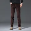 Pantalons pour hommes hommes 4 couleurs hiver hommes chaud décontracté Style classique polaire épaissi velours côtelé affaires pantalon homme marque vêtements