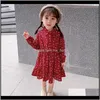 Robes de filles Vêtements de bébé Bébé Enfants Maternité Drop Livraison 2021 Enfants Printemps Style Fille Rouge À Manches Longues Robe De Princesse Sf9Za