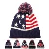 Men Winter Pom Poms ball Knitted Cap For Women Unisex Casual British and American national flag hats Skullies Beanie hat Gorros Y21111