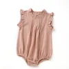 MYFS INS Baby Girls Rompers Newborn Jumpsuits Sleeveless Organic Linen Cotton Climb Cloths Bodysuits Onesies