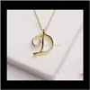 Colliers Pendentifs Bijoux Drop Delivery 2021 26Pieces Gold Sier Swirl Initial Alphabet Lettre Collier Tous 26 Anglais A-Z Cursive Luxury M