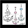 Bell D0438 Kotwica Styl Button Rings Mix Colors Dźvel Belly Ring Body Piercing Biżuteria Taavs 6B1ie