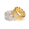 Klaster pierścienie Kształt Bling Iced Out Subic Cyrkon Hip Hop Ring Dla Mężczyzn Kobiety Złoty / Srebrny Kolor Akcesoria Biżuteria Prezenty