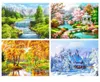 Partihandel DIY 5D Diamond Målningssatser Seasons Gem Art Spring Paint By Number Full Drill Crystal Rhinestone Wall Decor Gift 12x16 Inches