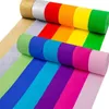 Party Dekoration Färgad Crepe Paper Roll Set Origami Crinkled DIY Craft Scrapbooking Blommor Presentförpackning Bröllopsdekorationer