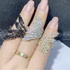 Choucong Marque Bijoux Sterling Sier Pleine Marquise Coupée Topaze Blanche CZ Diamant Pierres Précieuses Éternité Ouverte Femmes De Mariage Anneaux D'aile Réglables