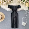 Bodycon Dress Zipper Solid Knitted Vestido Spring Summer Off Shoulder Stretch Dresses High Waist Ropa Mujer 14241 210415