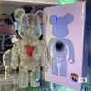 Kolekcjonerska zabawka Bearbrick emocjonalnie niedostępna przezroczysta czerwień z czarnym sercem kolekcjonerska zabawka figurki artystyczne Model praca dekoracyjna zabawka prezent 400% 28CM